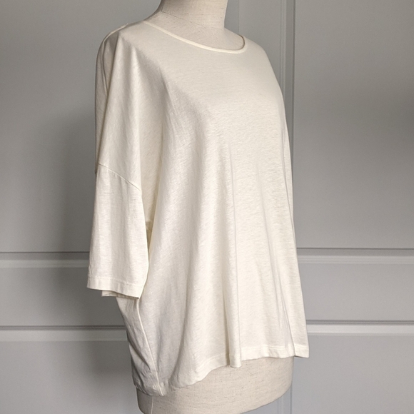 ba&sh Top Bateau Elbow Sleeve Open Back Keyhole Wrap Cotton Modal Ecru M NWT - Picture 5 of 13